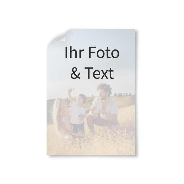 Personalisierbares Poster mit eigenem Foto und Wunschtext – individuelles Fotoposter gestalten für besondere Anlässe wie Geburtstag, Hochzeit oder Familie.