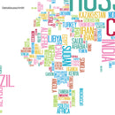 Detailansicht Leinwandbild "Ländernamen Weltkarte"