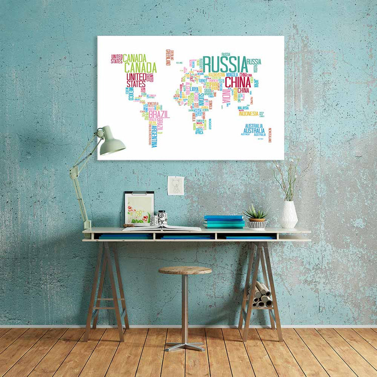 Leinwandbild "Ländernamen Weltkarte" in Atelier