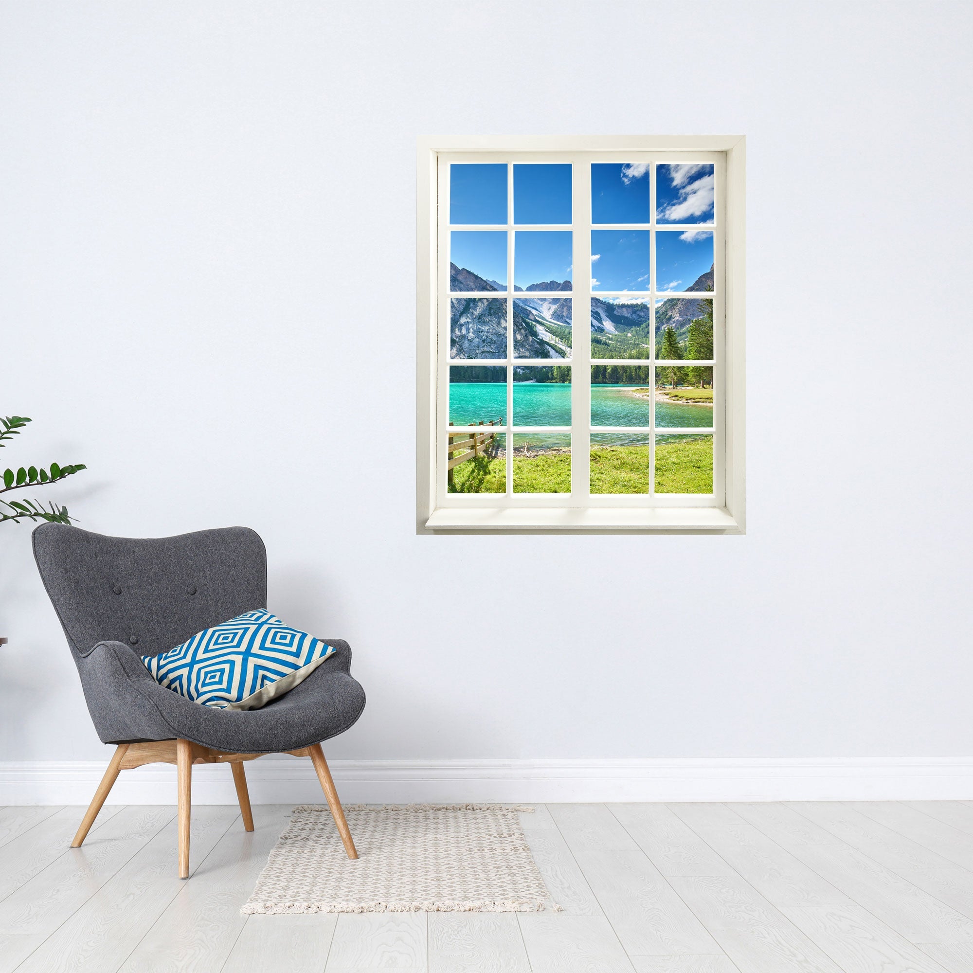 Wandtattoo "Fenster mit Aussicht" in die Natur Wildsee Dolomiten