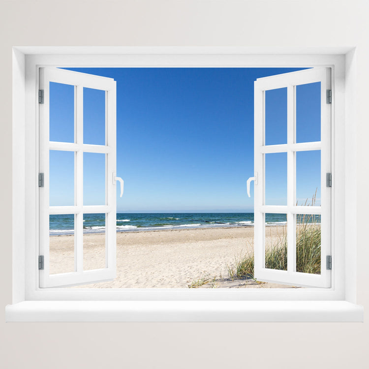 Wandaufkleber offenes Fenster "Ostsee Strand" Hauptansicht