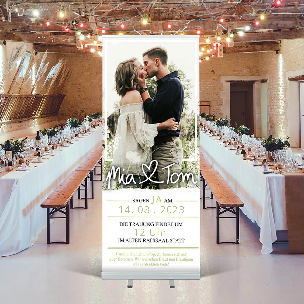 RollUp Banner Hochzeitsaufsteller personalisiert Beispiel 