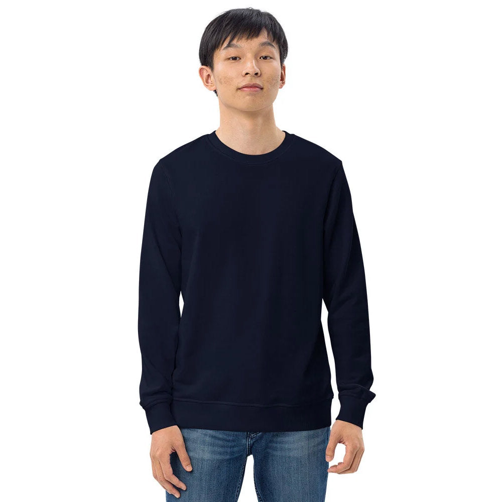 Ein klassischer schwarzer Unisex-Pullover mit schlichtem Design. Das Sweatshirt hat eine lockere Passform, lange Ärmel und einen Rundhalsausschnitt. Es besteht aus weichem Material und eignet sich ideal für individuelle Designs oder als vielseitiges Basic für den Alltag.