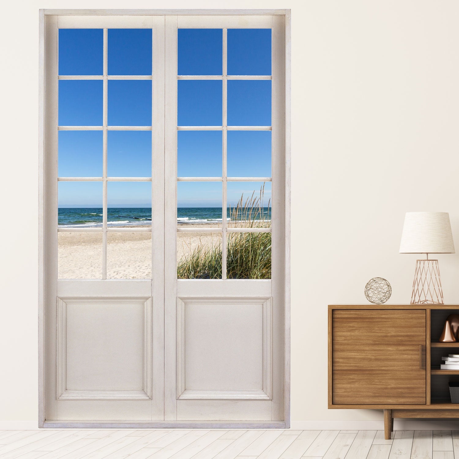 edrucktes Wandbild für Tapete und Möbel, mit toller Aussicht auf Sandstrand mit Düne an Ostseeküste