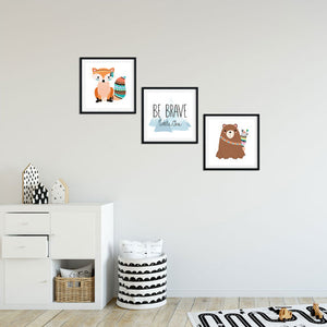 Poster-Set "Be Brave" in modernem Kinderzimmer