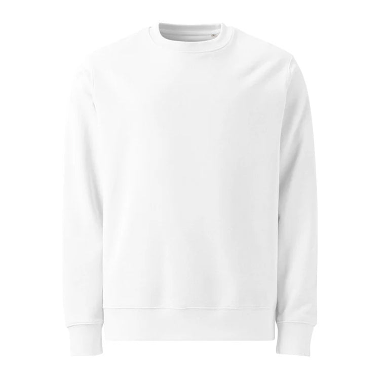 Ein schlichtes, weißes Sweatshirt mit Rundhalsausschnitt und gerippten Bündchen. Das Sweatshirt ist ideal für individuelle Bedruckungen und personalisierte Designs. Die hochwertige Verarbeitung sorgt für eine bequeme Passform und eignet sich perfekt für den Alltag oder als Werbeartikel für Marken und Unternehmen.