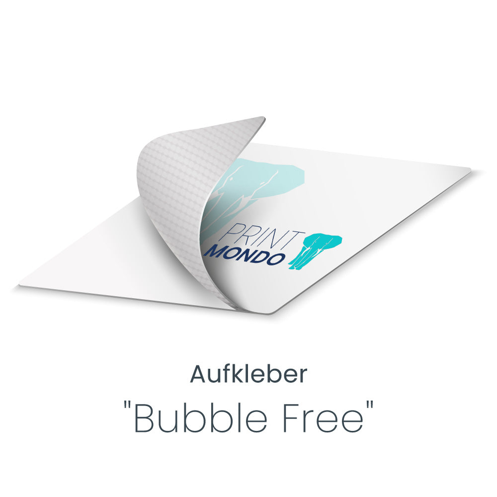 Aufkleber Bubble Free umgeklappt mit Sicht auf die Klebefläche, und die dadurch zu sehende Gewebestruktur.