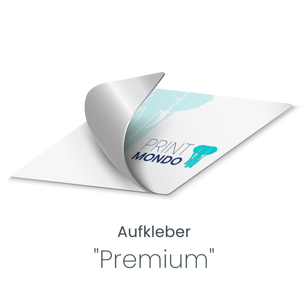 Aufkleber Premium umgeklappt mit Sicht auf die graue Rückseite