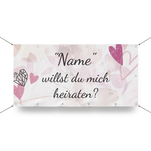 Banner Heiratsantrag "Blüten" zum Personalisieren mit Namen, Hauptbild