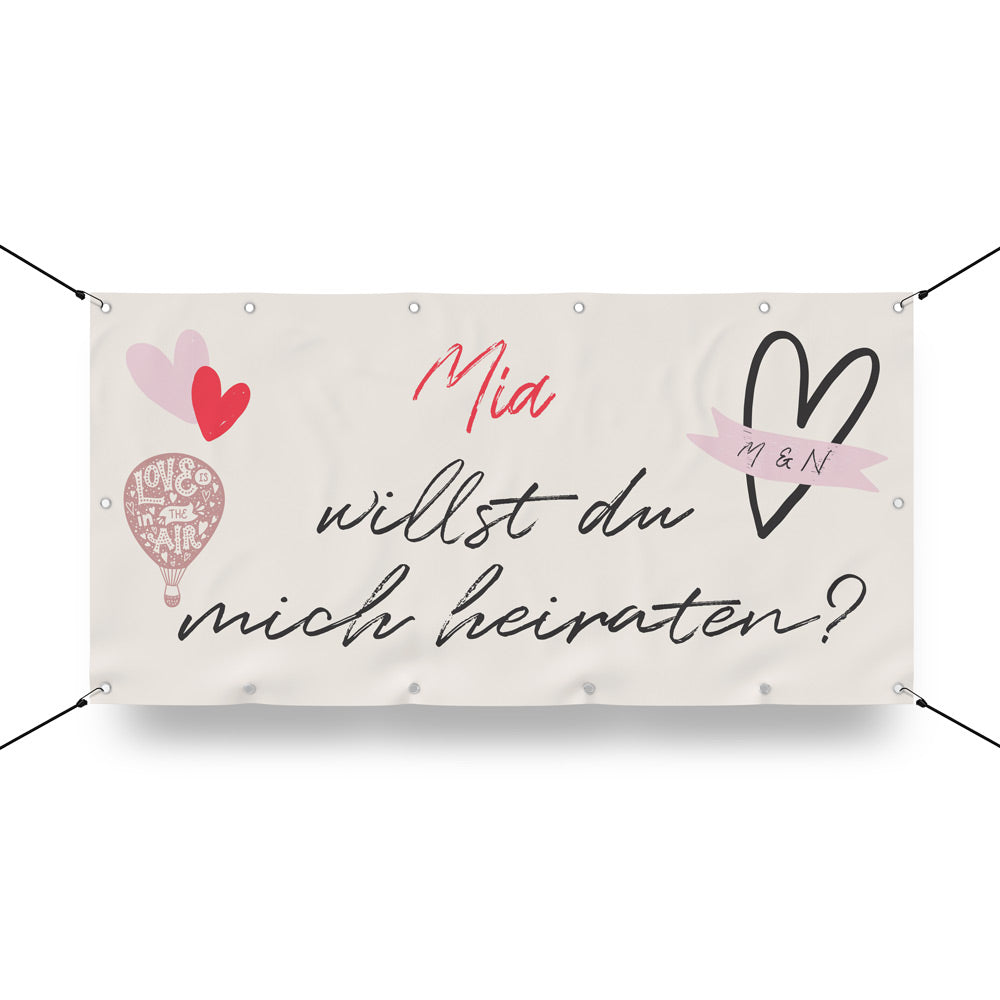 Antragsbanner "Love Rot" zum Personalisieren mit Namen, mit Beispieltext