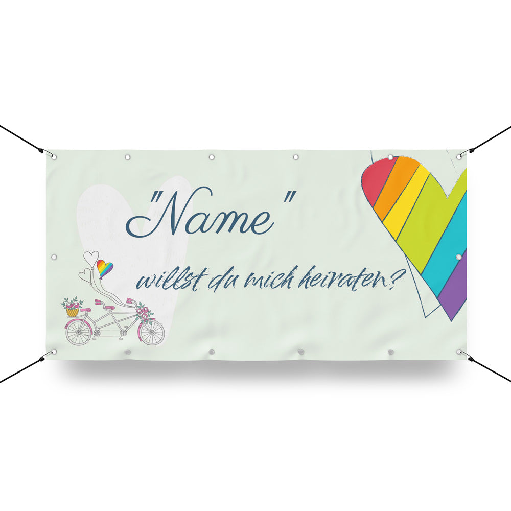 Banner Heiratsantrag "Regenbogen" zum Personalisieren, Hauptbild