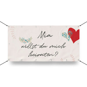 Banner Heiratsantrag "Vintage" Beispiel mit Namen