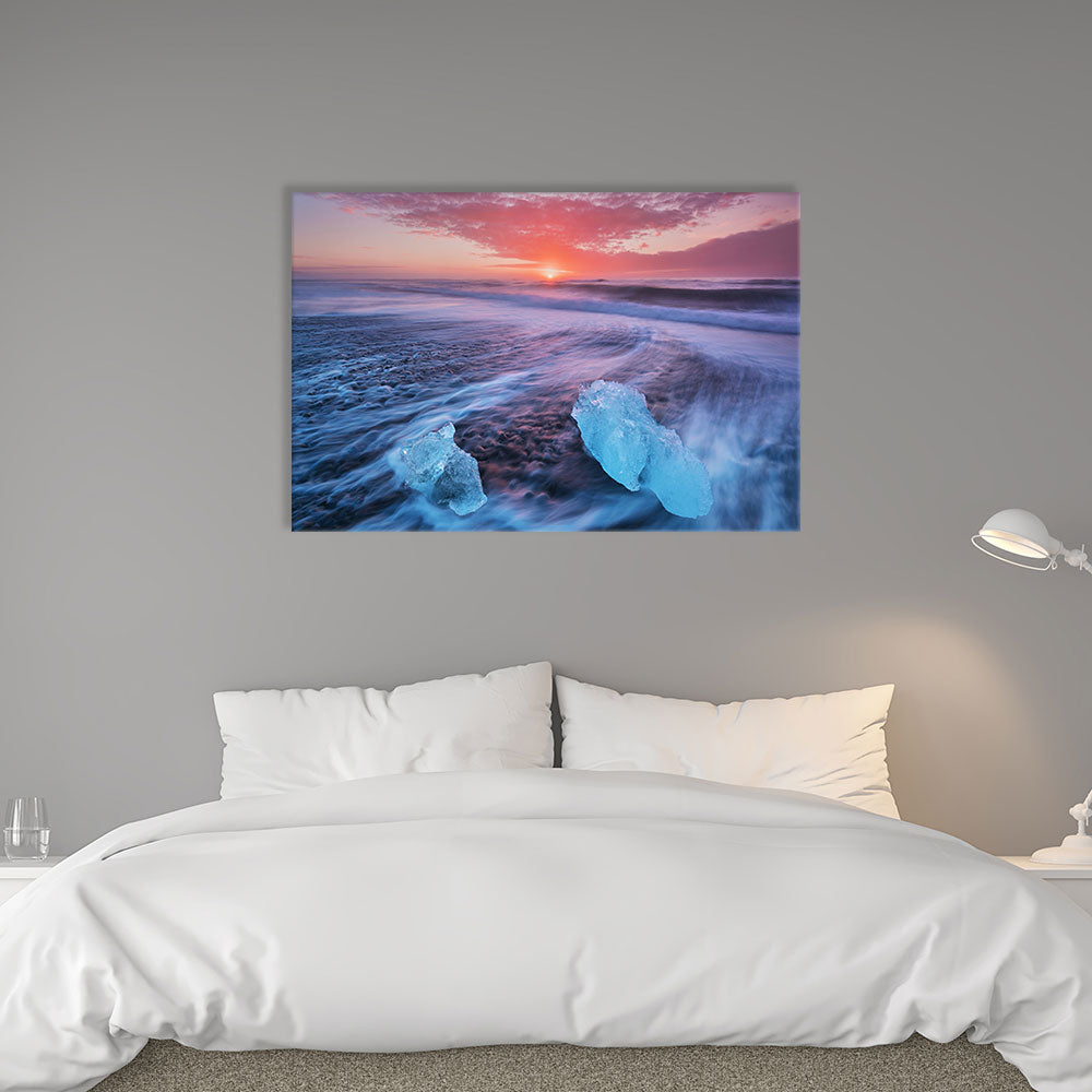 Canvasbild "Diamond Beach - Island" im Schlafzimmer