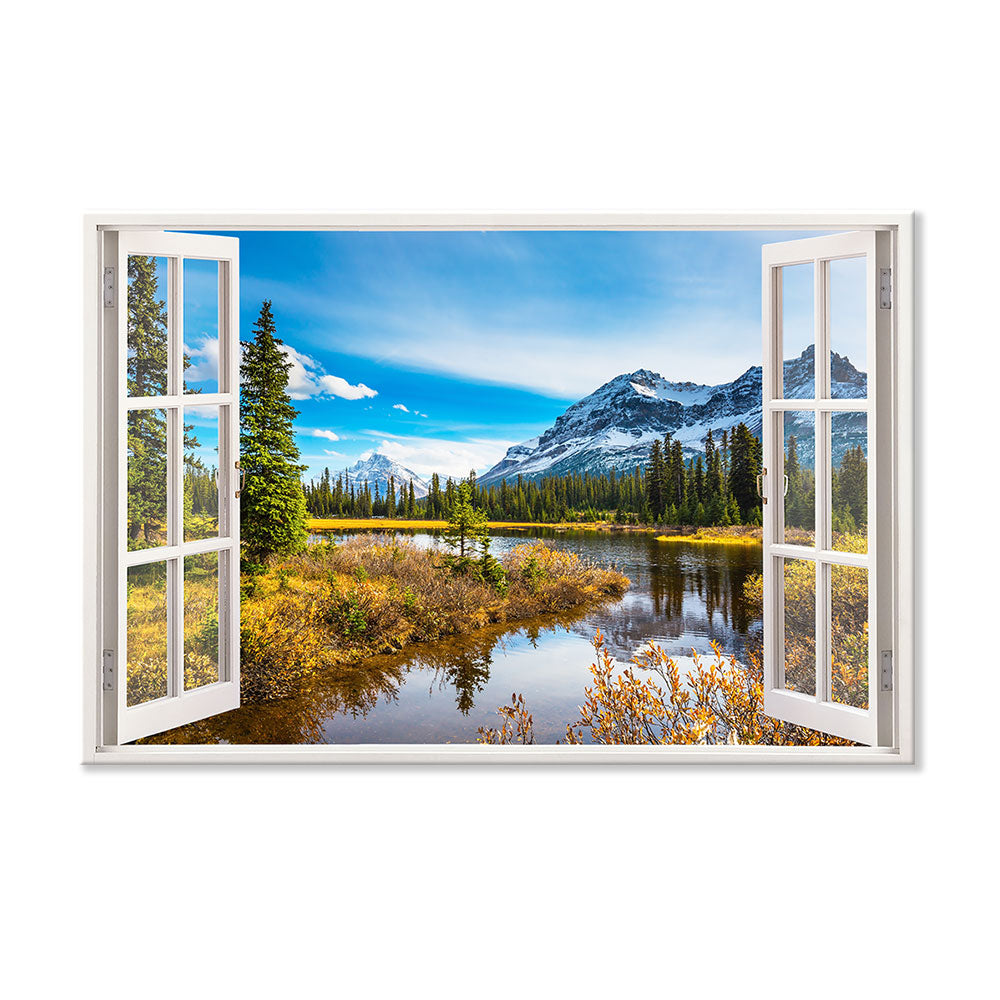 Leinwandbild Fensterblick "Berge" Hauptbild