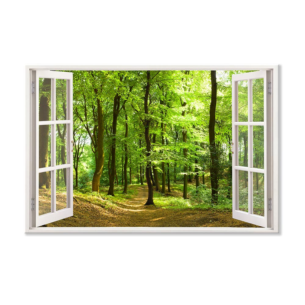 Leinwandbild Fensterblick "Wald" Hauptbild