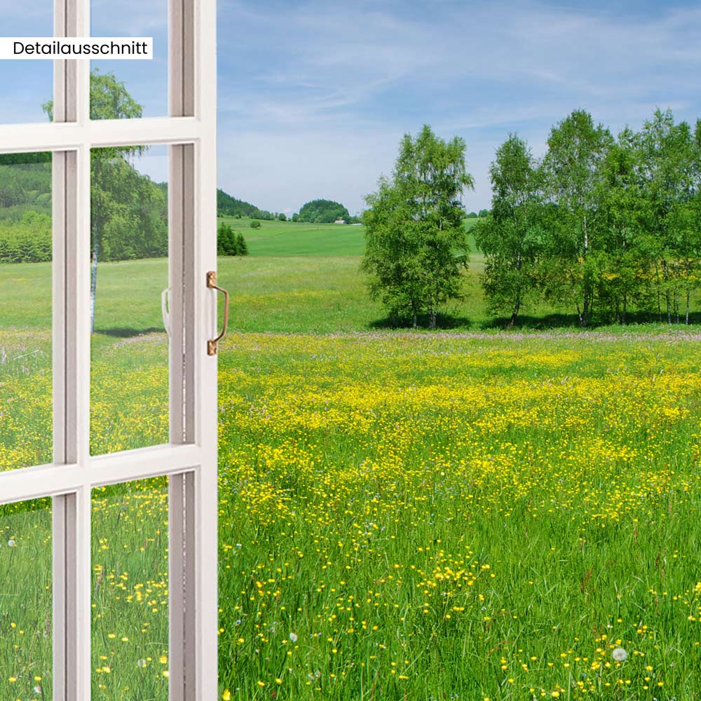 Detailausschnitt Leinwandbild Fensterblick "Wiese"