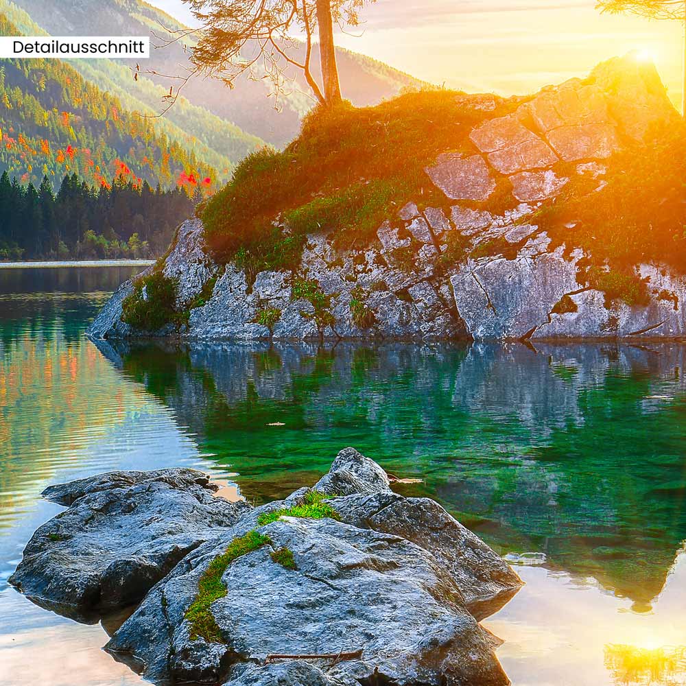 Leinwandbild "Herbstsonnenuntergang am Hintersee" Detailansicht