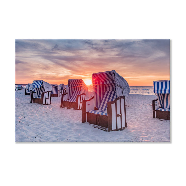 Leinwandbild "Strandkörbe im Sonnenuntergang" Hauptbild