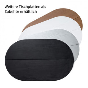 Weitere Tischplatten sind als Zubehör erhältlich (Schwarz, Grau, Weiß und Braun).