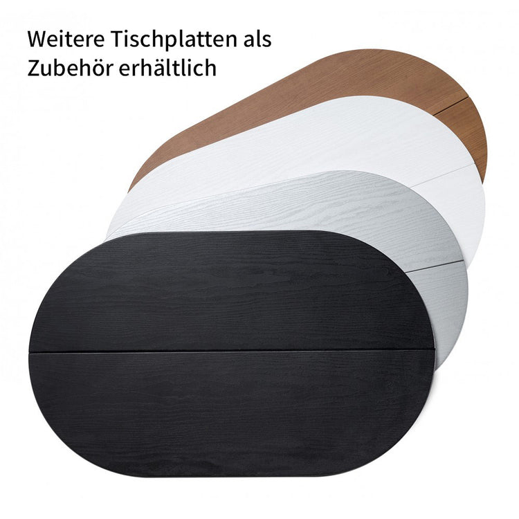 Weitere Tischplatten sind als Zubehör erhältlich (Schwarz, Grau, Weiß und Braun).