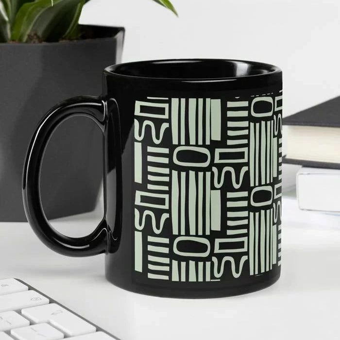 Schwarze glänzende Tasse mit eigenem Motiv