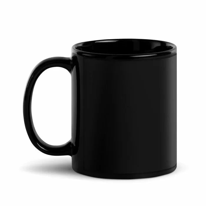 Schwarze glänzende Tasse mit eigenem Motiv