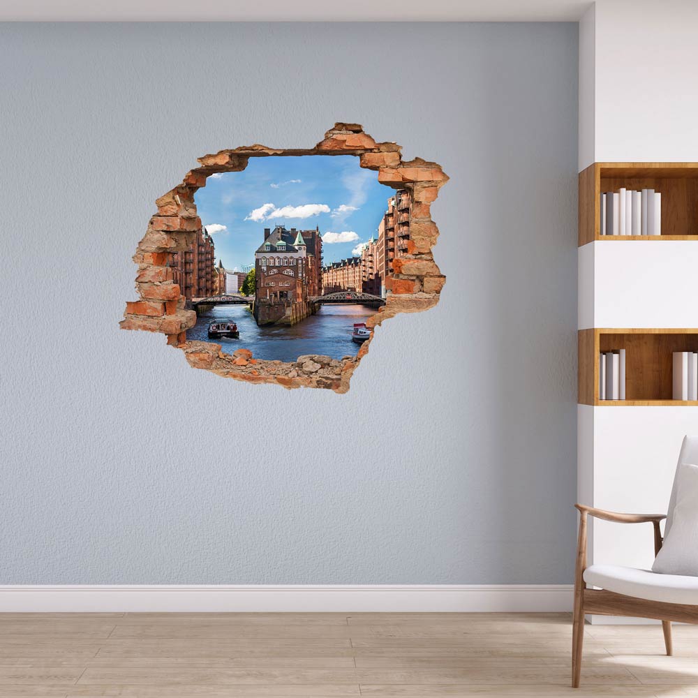 Wandtattoo - Wanddurchbruch "Hamburg Speicherstadt"